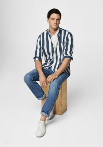 Blue Jeans Matching Navy Blue and White Striped Shirt