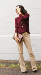 Maroon Shirt With Brown Pants