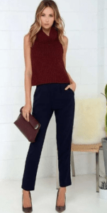 Maroon Shirt With Navy Blue Pants for women