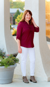 Maroon Shirt With White Pants  For Women