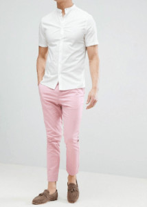 White Shirt with Pink Trousers