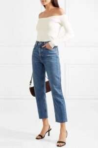 chic look stovepipe jeans outfit