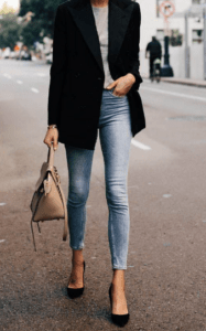 women blazer and jeans