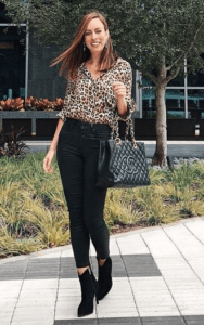 black jeans with leopard t shirt